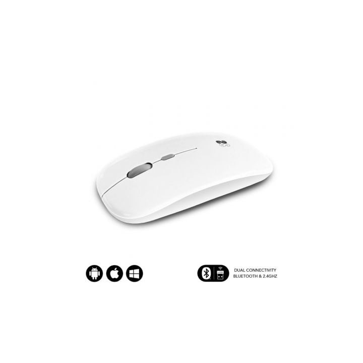 Ratón Inalámbrico Subblim Dual Flat/ Batería recargable/ Hasta 1600 DPI/ Blanco