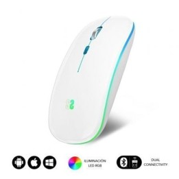 Ratón Inalámbrico Subblim LED Dual Flat/ Batería recargable/ Hasta 1600 DPI/ Blanco