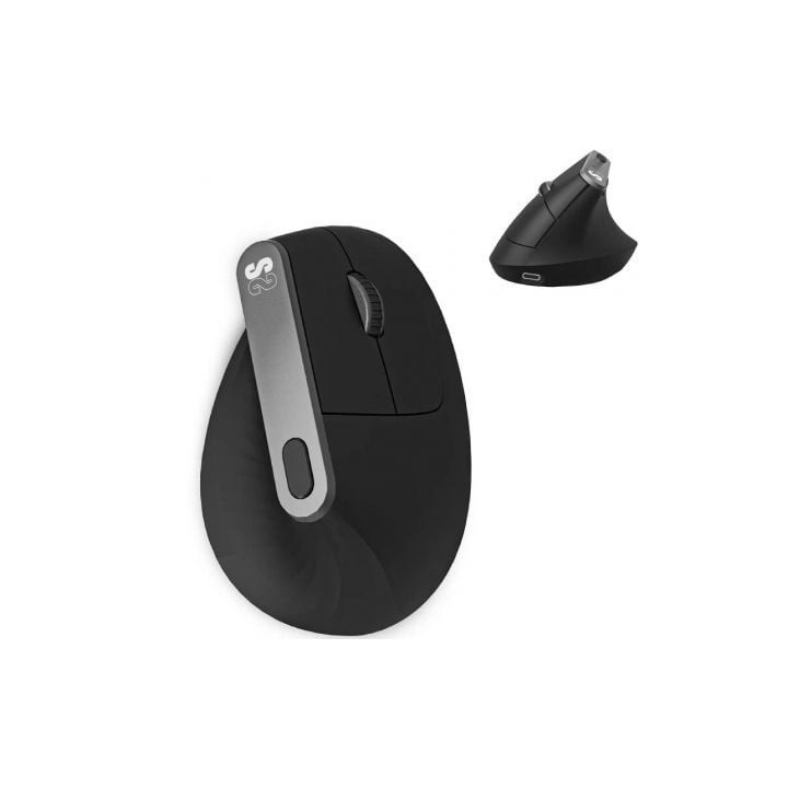 Ratón Ergonómico Inalámbrico Subblim Nature Vertical Ergo Dual Battery/ Batería Recargable/ Hasta 4000 DPI/ Negro