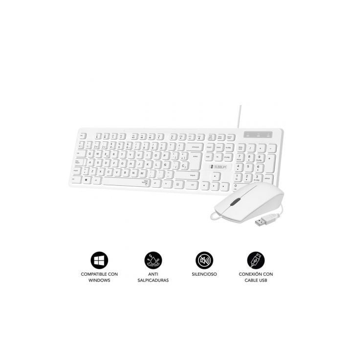 Teclado y Ratón Subblim Combo Business Slim Silencioso/ Blanco