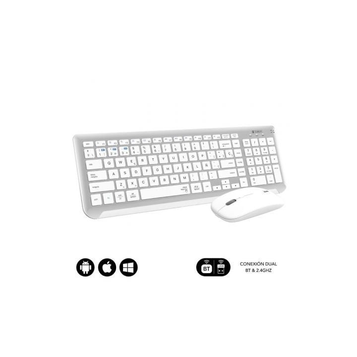 Teclado y Ratón Inalámbrico Subblim Combo Dual Prestige Extendido/ Blanco y Plata