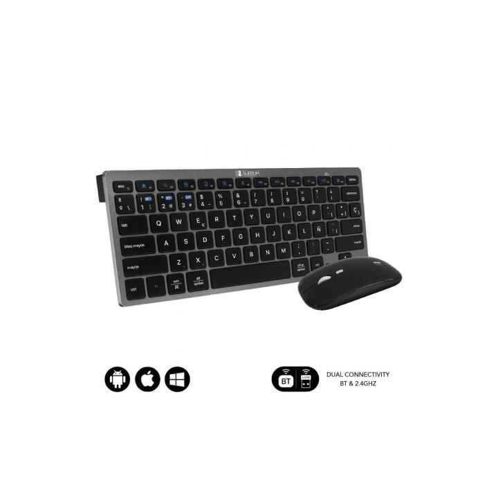 Teclado y Ratón Inalámbrico Subblim OCO020 Combo Multidispositivo Compacto/ Gris