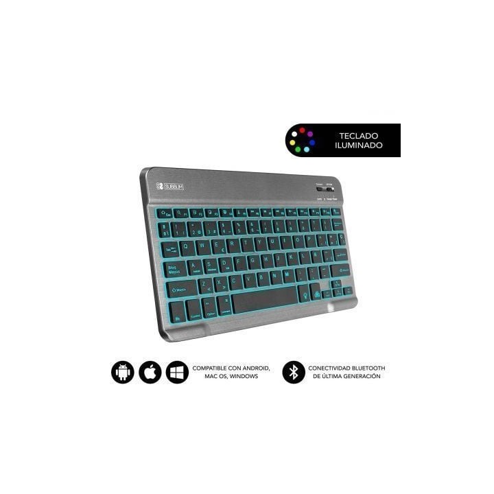 Teclado Compacto Inalámbrico Subblim Smart Backlit/ Gris
