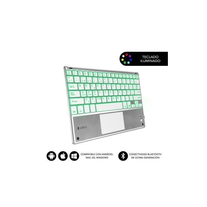 Teclado Compacto Inalámbrico Subblim SMBT50/ Plata