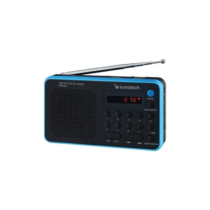 Radio Portátil Sunstech RPDS32BL/ con Batería/ Negra y Azul