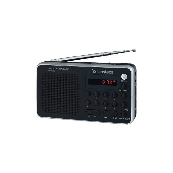 Radio Portátil Sunstech RPD32SL/ con Batería/ Negra y Plateada