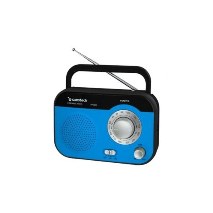 Radio Portátil Sunstech RPS560/ con Cable/ a Pilas/ Azul