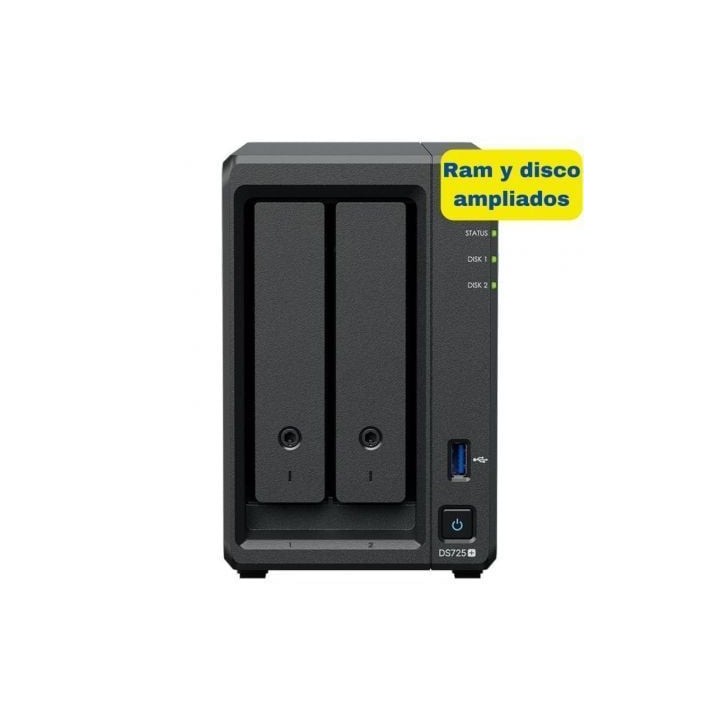 NAS Synology Diskstation DS725+/ 2 Bahías 3.5"- 2.5"/ 8GB DDR4/ 8TB/ Formato Torre