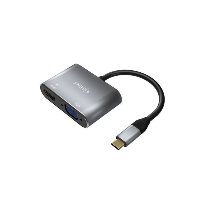 Conversor Aisens A109-0627/ HDMI Hembra - VGA Hembra - USB Tipo-C Macho/ 15cm/ Gris
