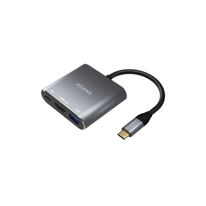 Conversor Aisens A109-0669/ USB Tipo-C Macho/ HDMI Hembra - USB Hembra - USB Tipo-C Hembra/ 15cm/ Gris