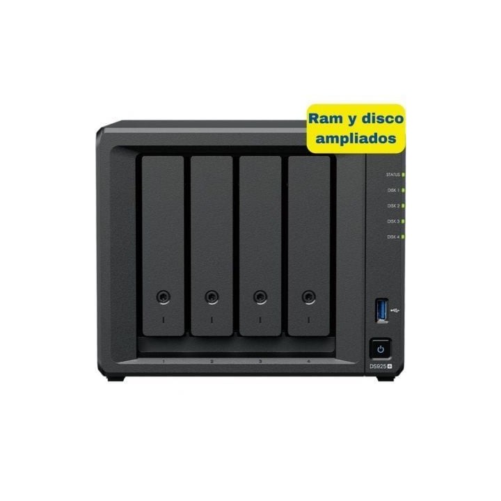 NAS Synology Diskstation DS925+/ 4 Bahías 3.5"- 2.5"/ 8GB DDR4/ 16TB/ Formato Torre