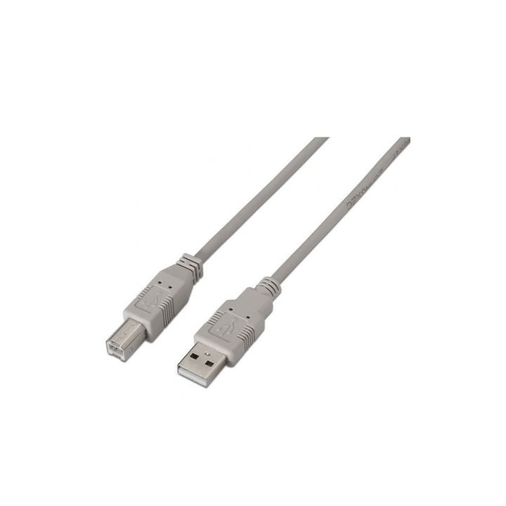 Cable USB 2.0 Impresora Aisens A101-0002/ USB Tipo-B Macho - USB Macho/ 1.8m/ Beige