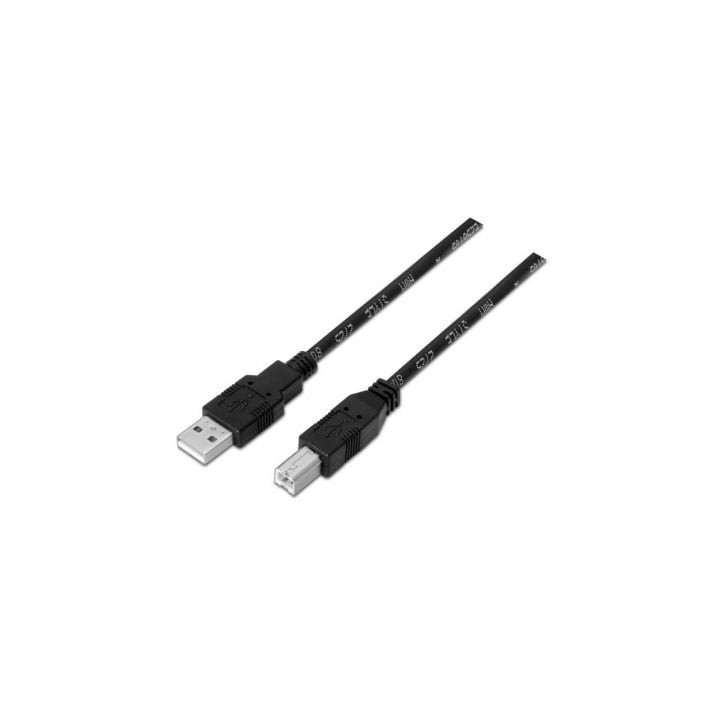 Cable USB 2.0 Impresora Aisens A101-0008/ USB Tipo-B Macho - USB Macho/ 4.5m/ Negro