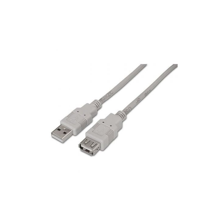 Cable Alargador USB 2.0 Aisens A101-0012/ USB Macho - USB Hembra/ Hasta 2.5W/ 60Mbps/ 1m/ Beige