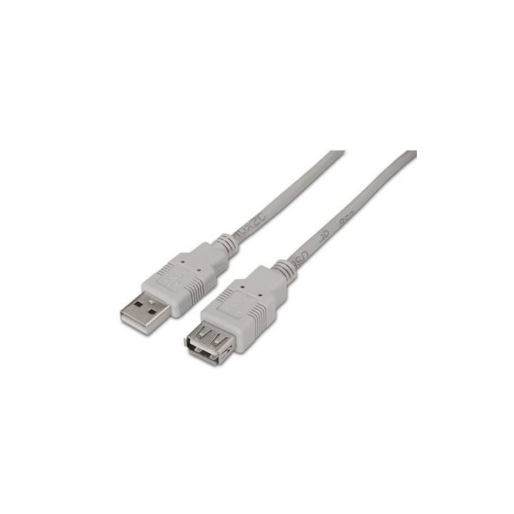 Cable Alargador USB 2.0 Aisens A101-0013/ USB Macho - USB Hembra/ Hasta 2.5W/ 60Mbps/ 1.8m/ Beige