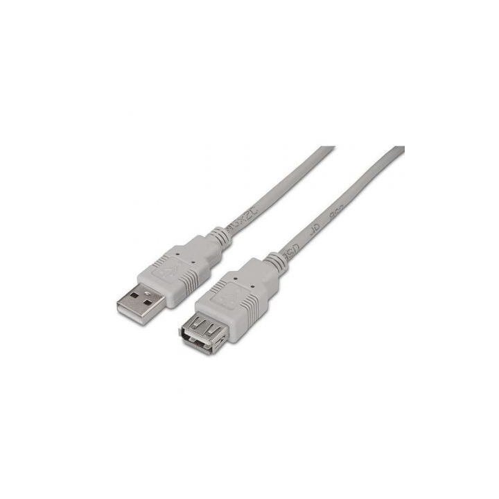 Cable Alargador USB 2.0 Aisens A101-0014/ USB Macho - USB Hembra/ Hasta 2.5W/ 60Mbps/ 3m/ Beige