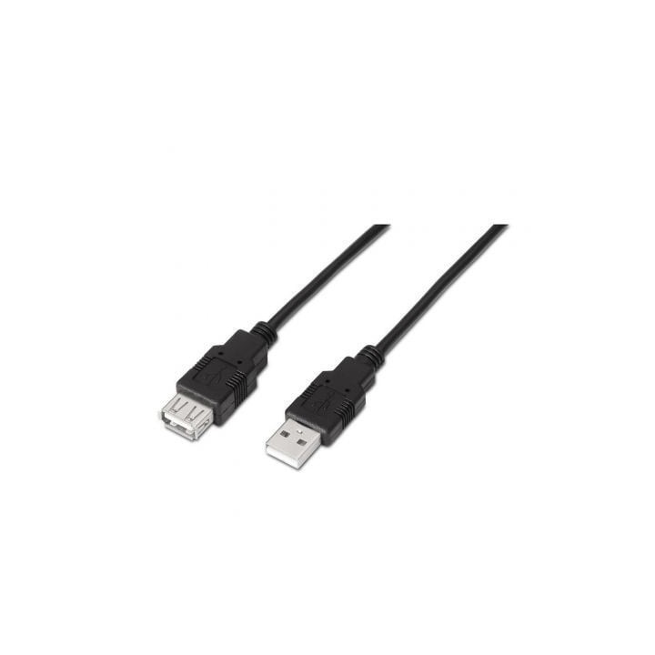 Cable Alargador USB 2.0 Aisens A101-0015/ USB Macho - USB Hembra/ Hasta 2.5W/ 60Mbps/ 1m/ Negro