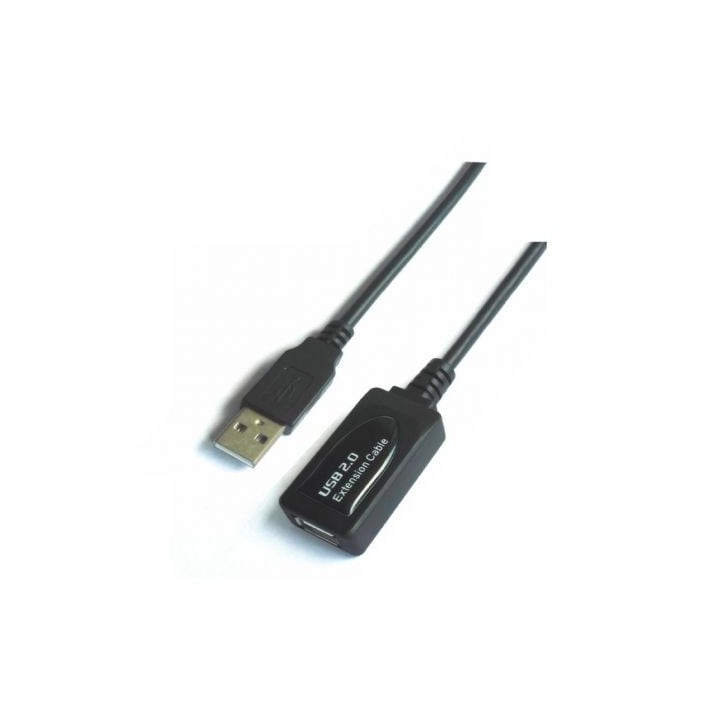 Cable Alargador USB 2.0 Aisens A101-0020/ USB Macho - USB Hembra/ Hasta 2.5W/ 60Mbps/ 15m/ Negro