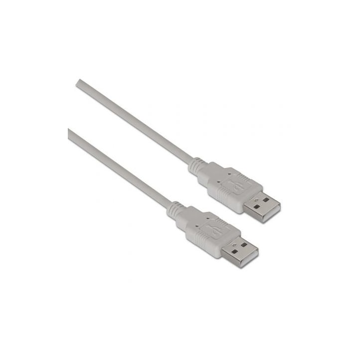 Cable USB 2.0 Aisens A101-0021/ USB Macho - USB Macho/ 1m/ Beige