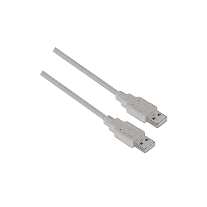 Cable USB 2.0 Aisens A101-0022/ USB Macho - USB Macho/ Hasta 2.5W/ 60Mbps/ 2m/ Beige