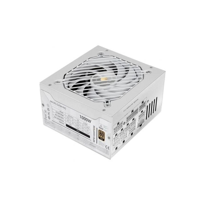 Fuente de Alimentación Mars Gaming MPB1000PSI/ 1000W/ Ventilador 14cm/ ATX 3.1/ PCIe 5.1/ 80 Plus Gold/ Blanca