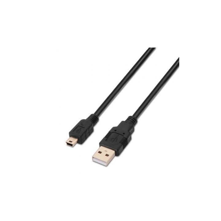 Cable USB 2.0 Aisens A101-0024/ USB Macho - MiniUSB Macho/ 1m/ Negro