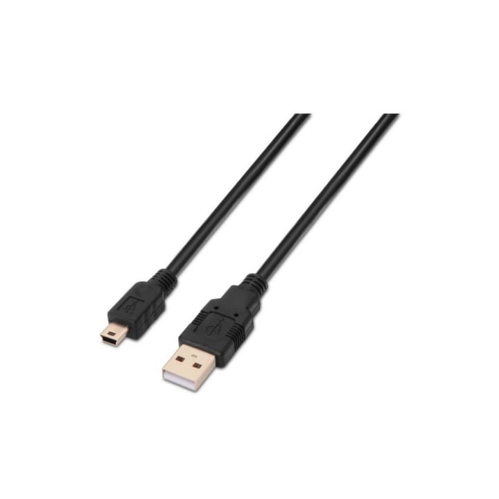 Cable USB 2.0 Aisens A101-0025/ USB Macho - USB Mini/ Hasta 2.5W/ 60Mbps/ 1.8m/ Negro