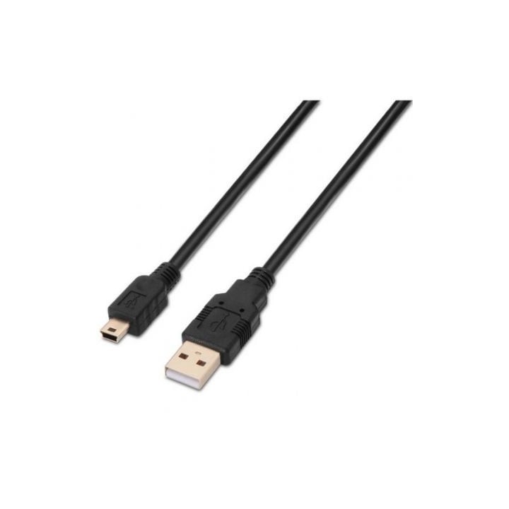 Cable USB 2.0 Aisens A101-0026/ USB Macho - MiniUSB Macho/ Hasta 2.5W/ 60Mbps/ 3m/ Negro