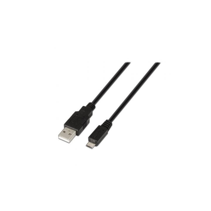Cable USB 2.0 Aisens A101-0028/ USB Macho - MicroUSB Macho/ Hasta 2.5W/ 60Mbps/ 1.8m/ Negro