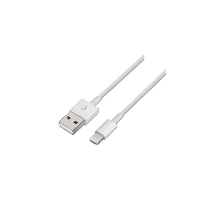 Cable USB 2.0 Lightning Aisens A102-0035/ USB Macho - Lightning Macho/ 1m/ Blanco