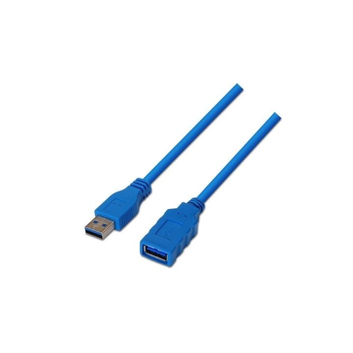 Cable Alargador USB 3.0 Aisens A105-0046/ USB Macho - USB Hembra/ Hasta 9W/ 625Mbps/ 2m/ Azul