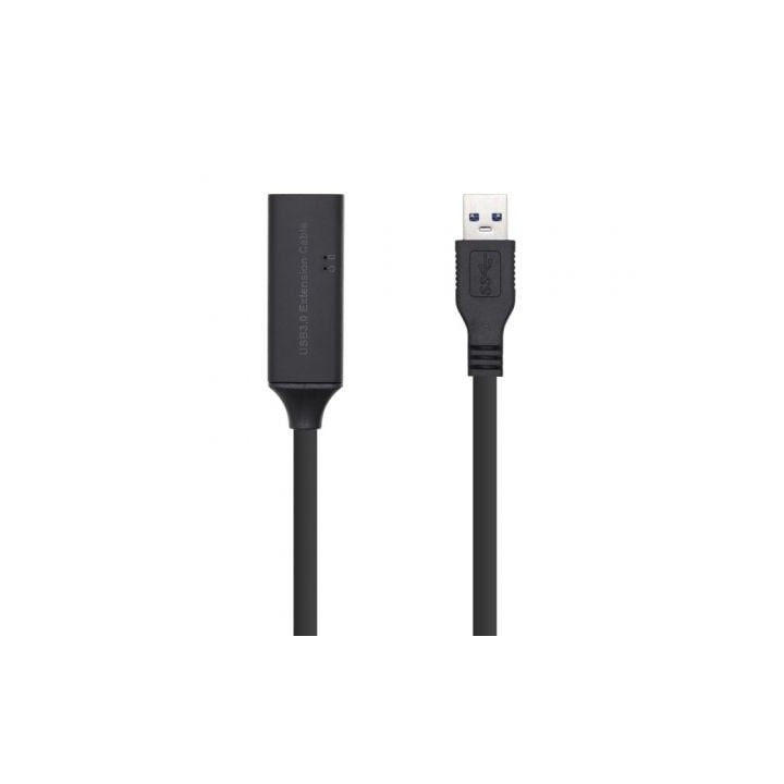 Cable Alargador USB 3.0 con Amplificador Aisens A105-0409/ USB Macho - USB Hembra/ Hasta 9W/ 625Mbps/ 15m/ Negro