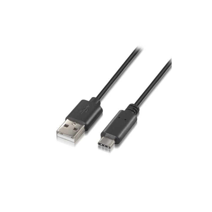 Cable USB 2.0 Tipo-C Aisens A107-0050/ USB Tipo-C Macho - USB Macho/ 480Mbps/ 50cm/ Negro