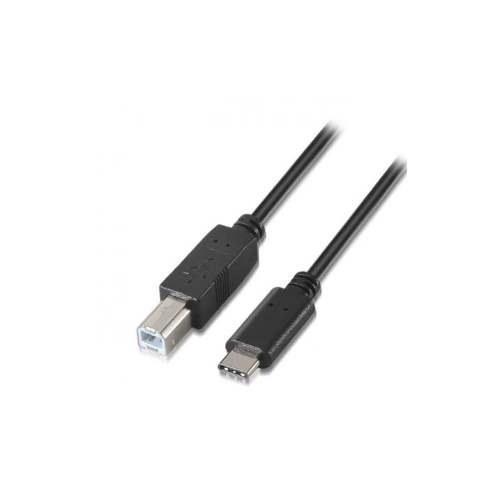 Cable USB 2.0 Impresora Aisens A107-0053/ USB Tipo-C Macho - USB Tipo-B Macho/ 480Mbps/ 1m/ Negro