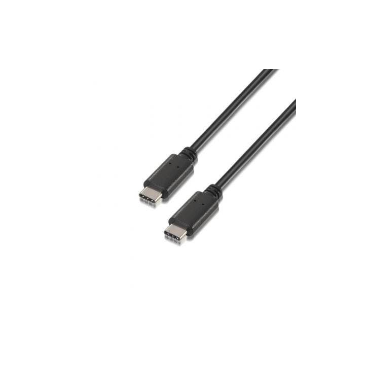 Cable USB 2.0 Tipo-C Aisens A107-0055/ USB Tipo-C Macho - USB Tipo-C Macho/ 480Mbps/ 50cm/ Negro