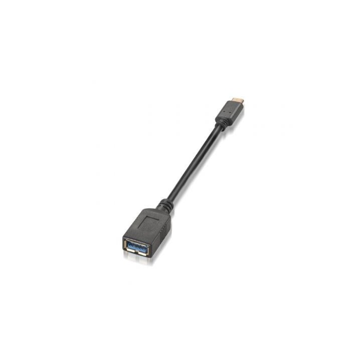 Cable USB 3.1 Tipo-C Aisens A107-0062/ USB Tipo-C Macho - USB Hembra/ 5Gbps/ 15cm/ Negro
