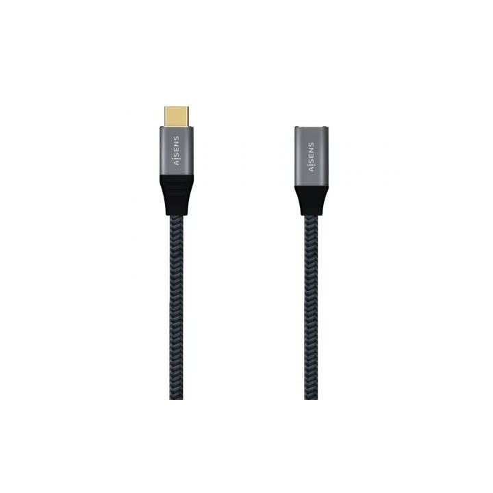 Cable Alargador USB 3.2 Tipo-C Aisens A107-0635 20GBPS 5A 100W/ USB Tipo-C Macho - USB Tipo-C Hembra/ Hasta 100W/ 2500Mbps/ 1m/