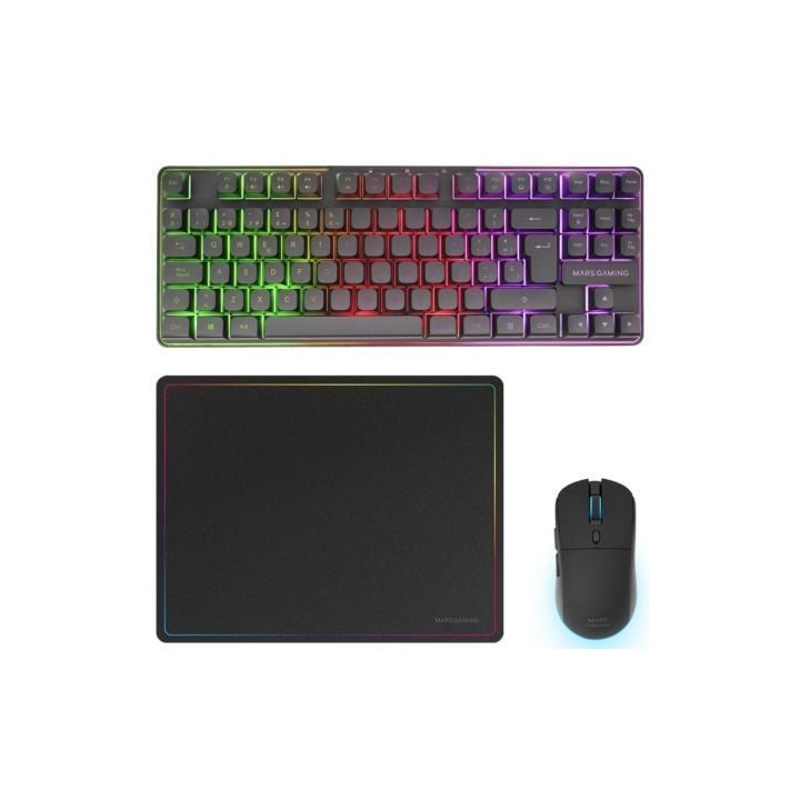 Pack Gaming Mars Gaming MCPWTKL/ Teclado Inalámbrico + Ratón Inalámbrico + Alfombrilla