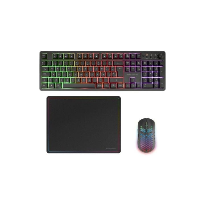 Pack Gaming Mars Gaming MCPWX/ Teclado Inalámbrico + Ratón Inalámbrico + Alfombrilla