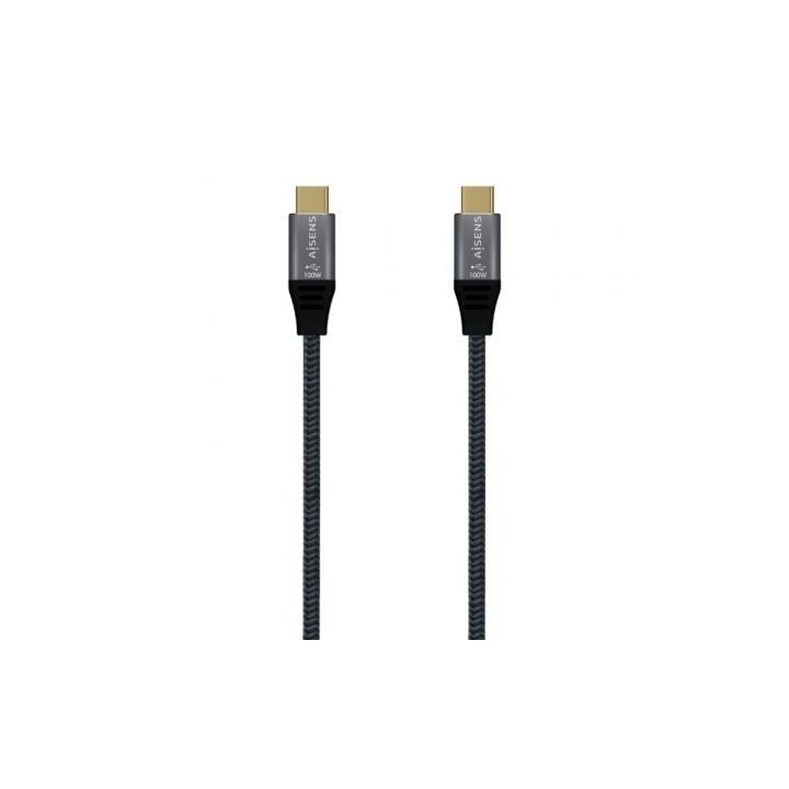 Cable USB 3.2 Tipo-C Aisens A107-0672 20GBPS 100W/ USB Tipo-C Macho - USB Tipo-C Macho/ Hasta 100W/ 20Gbps/ 1.5m/ Gris