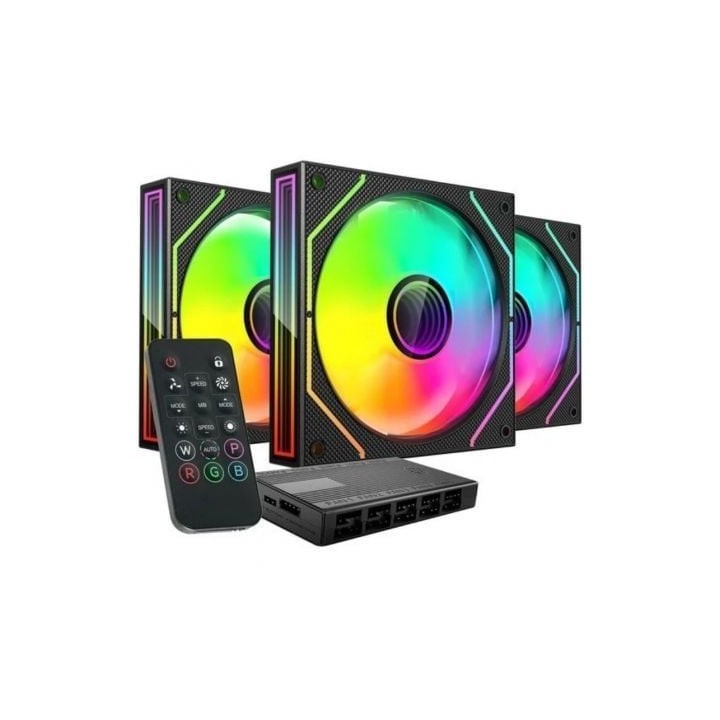Pack 3 Ventiladores Mars Gaming MF-3DPROKIT/ 12cm + HUB + Mando a Distancia/ ARGB