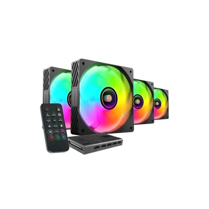 Pack 4 Ventiladores Mars Gaming MF-SI4KIT/ 12cm + HUB + Mando a Distancia/ ARGB