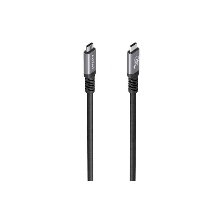 Cable USB 3.2 Tipo-C Aisens A107-0989/ USB Tipo-C Macho - USB Tipo-C Macho/ Hasta 100W/ 10Gbps/ 4m/ Negro