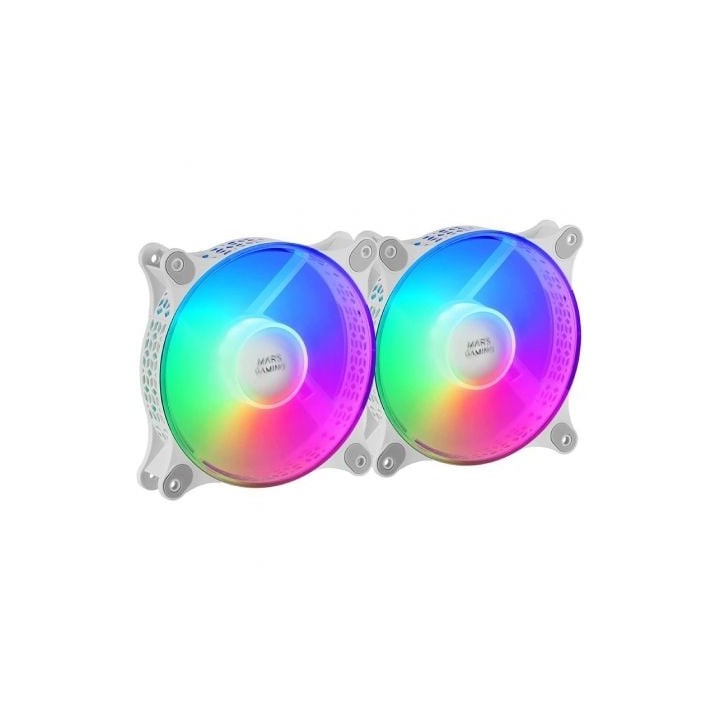 Pack 2 Ventiladores Mars Gaming MFDUOW/ 12cm/ FRGB/ Blancos