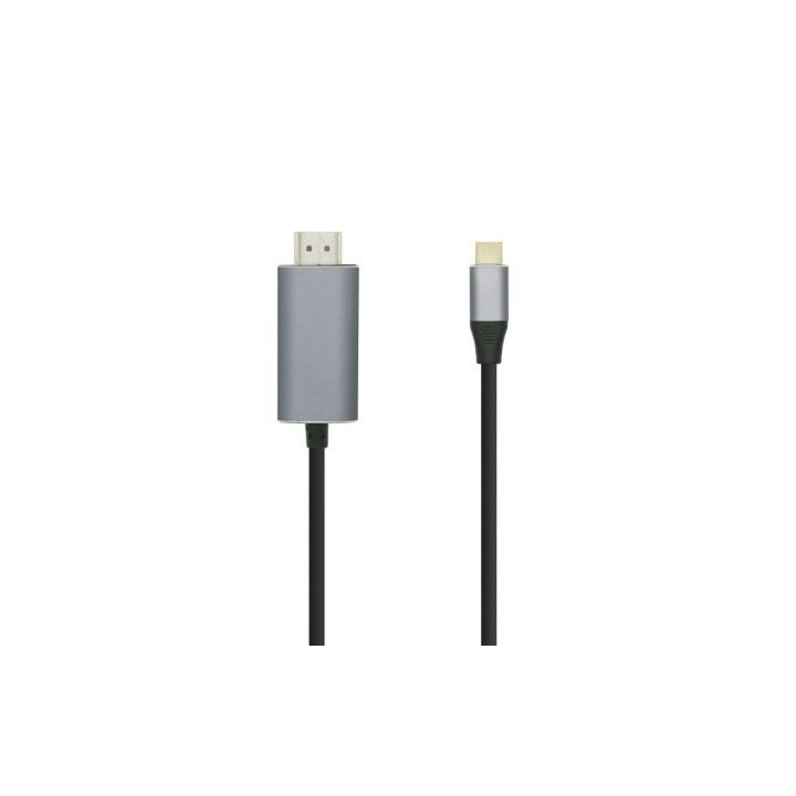 Cable Conversor Aisens A109-0393/ USB Tipo-C Macho - HDMI Macho/ Hasta 27W/ 1250Mbps/ 1.8m/ Negro