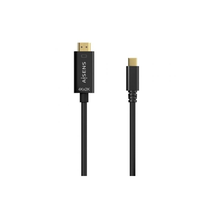 Cable Conversor HDMI 4K Aisens A109-0624/ USB Tipo-C Macho - HDMI Macho/ Hasta 27W/ 1250Mbps/ 1.8m/ Negro