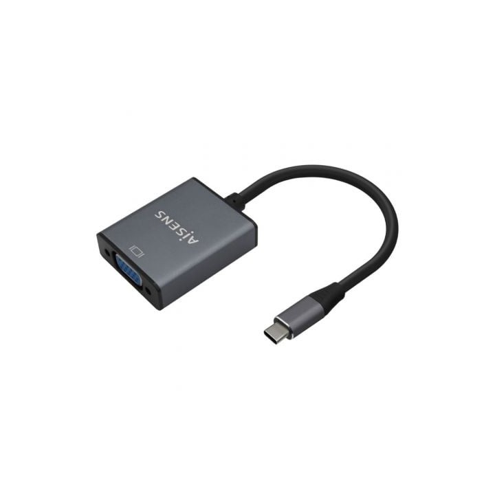 Conversor Aisens A109-0691/ USB Tipo-C Macho - VGA Hembra/ Hasta 27W/ 1250Mbps/ 15cm/ Gris