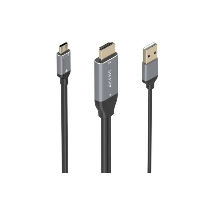 Cable Conversor Aisens A109-0871/ HDMI Macho/ USB Macho - USB Tipo-C Macho/ 1.8m/ Negro