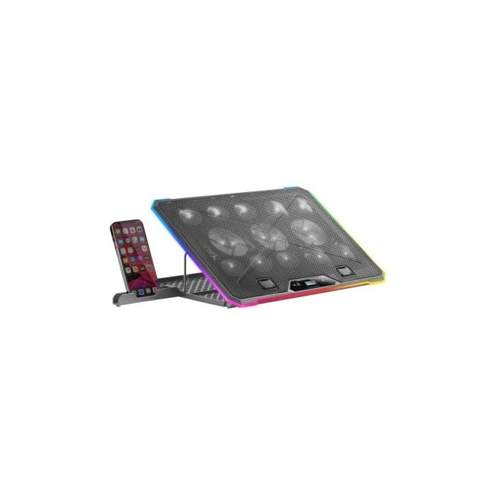 Soporte Refrigerante Mars Gaming MNBC13 para Portátiles hasta 17"/ Iluminación LED