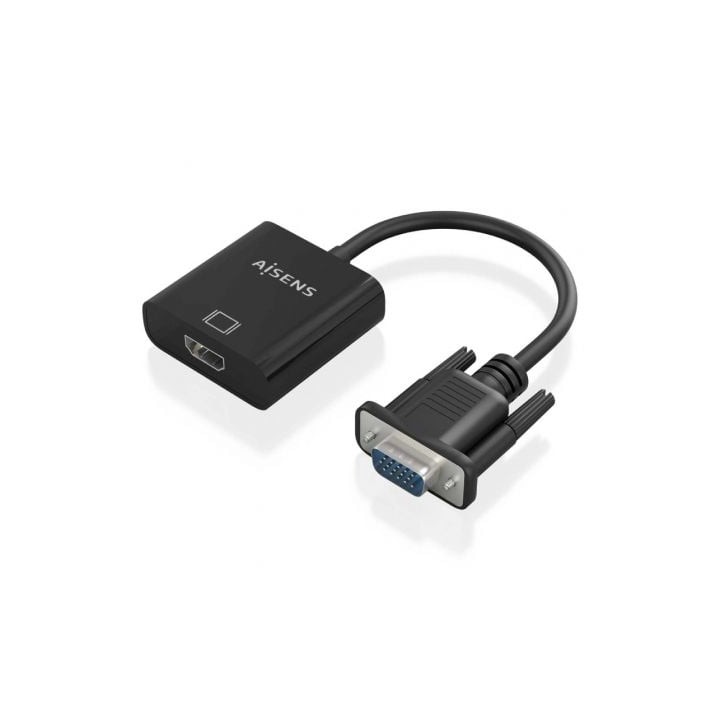 Cable Conversor Aisens A115-0873/ VGA Macho/ HDMI Hembra - Jack 3.5 Hembra - MicroUSB / 20cm/ Negro